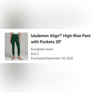 Lululemon green leggings never worn NWOT